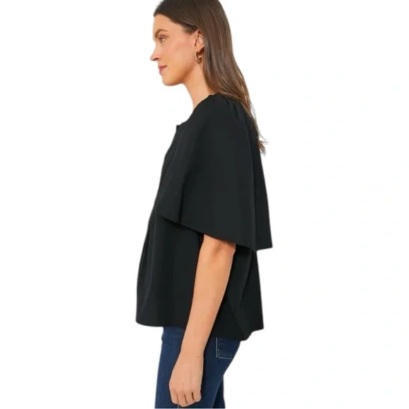Tuckernuck Pomander Place Finley Flutter Sleeve Top Size M Short Sleeve Black - Picture 6 of 12